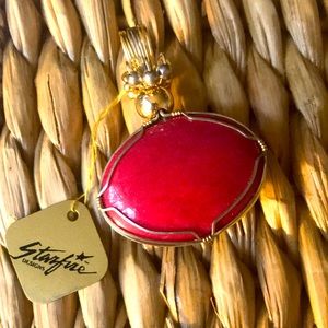 Starfire Designs Red Jade & Onyx Pendant, Handmade, $250